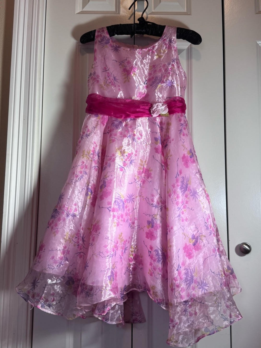 Okie Dokie Girls Pink Floral Dress Size 10 Spring Easter Ruffle Dress - Picture 2 of 6